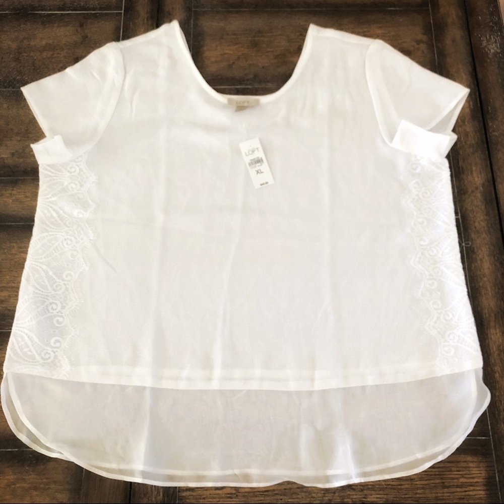 NEW Ann Taylor LOFT White Blouse Floral